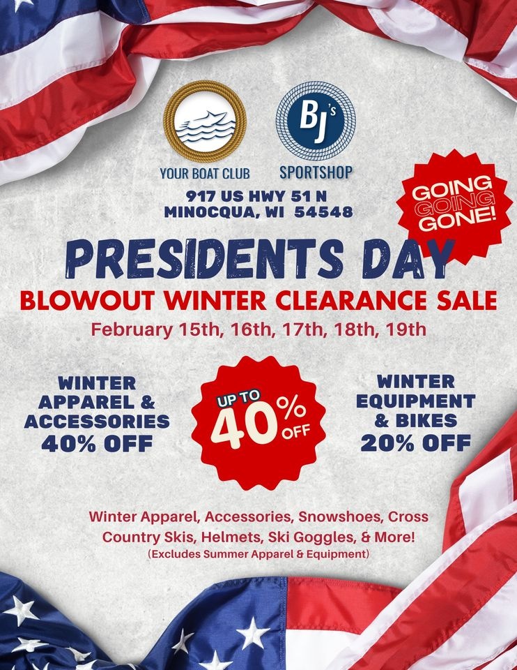 BJ's Sportshop Presidents Day Winter Clearance Sale