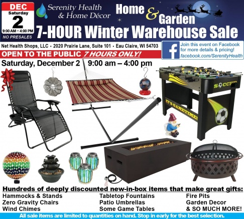 Serenity Health Home & Garden Winter Warehouse Sale